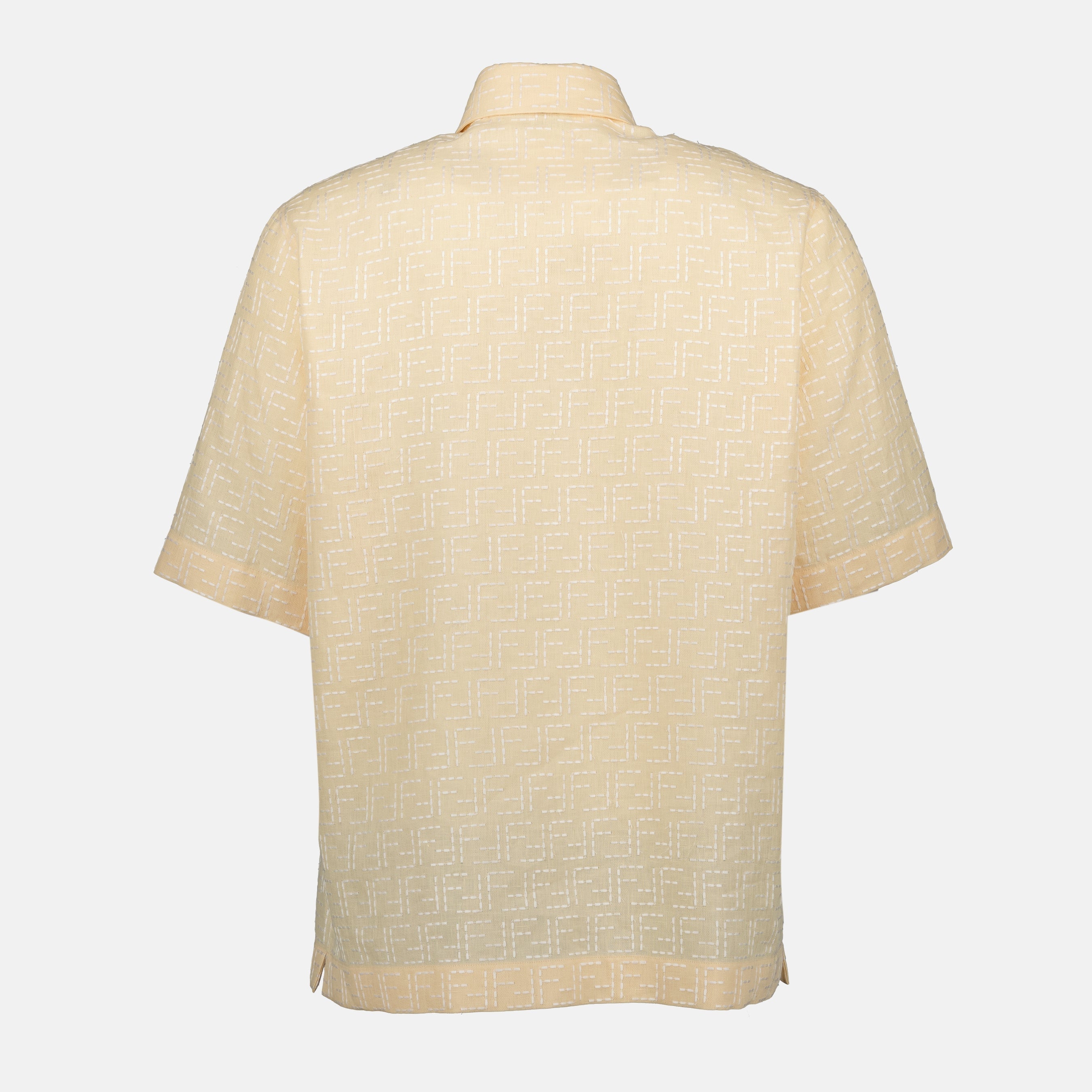 Fendi shirt, yellow linen shirt, jacquard shirt, classic collar shirt, Spring-Summer 2025 collection
