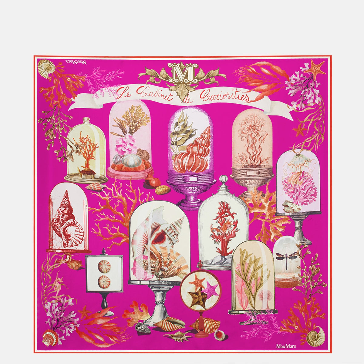 Silk Scarf with Pink Print
