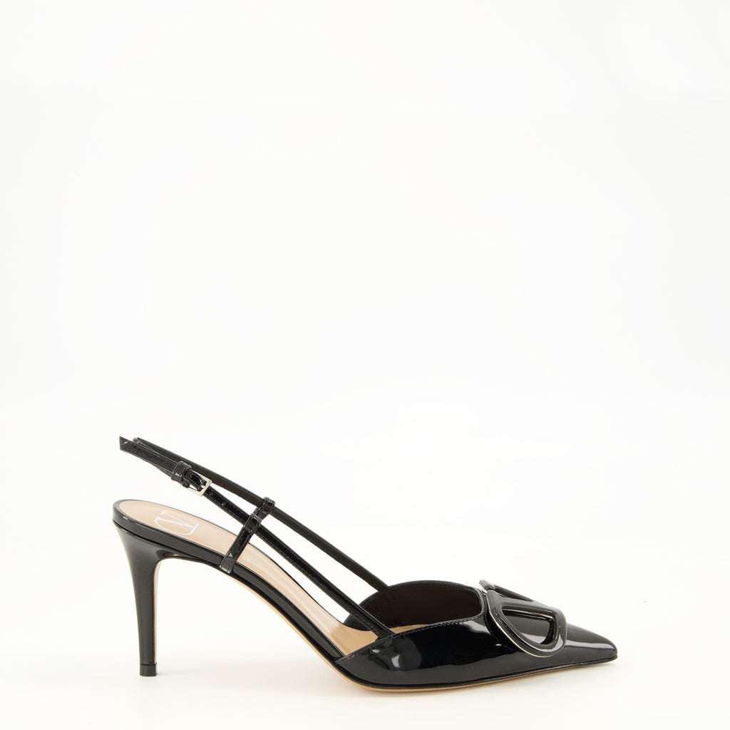 Ballerines VLogo en cuir noir