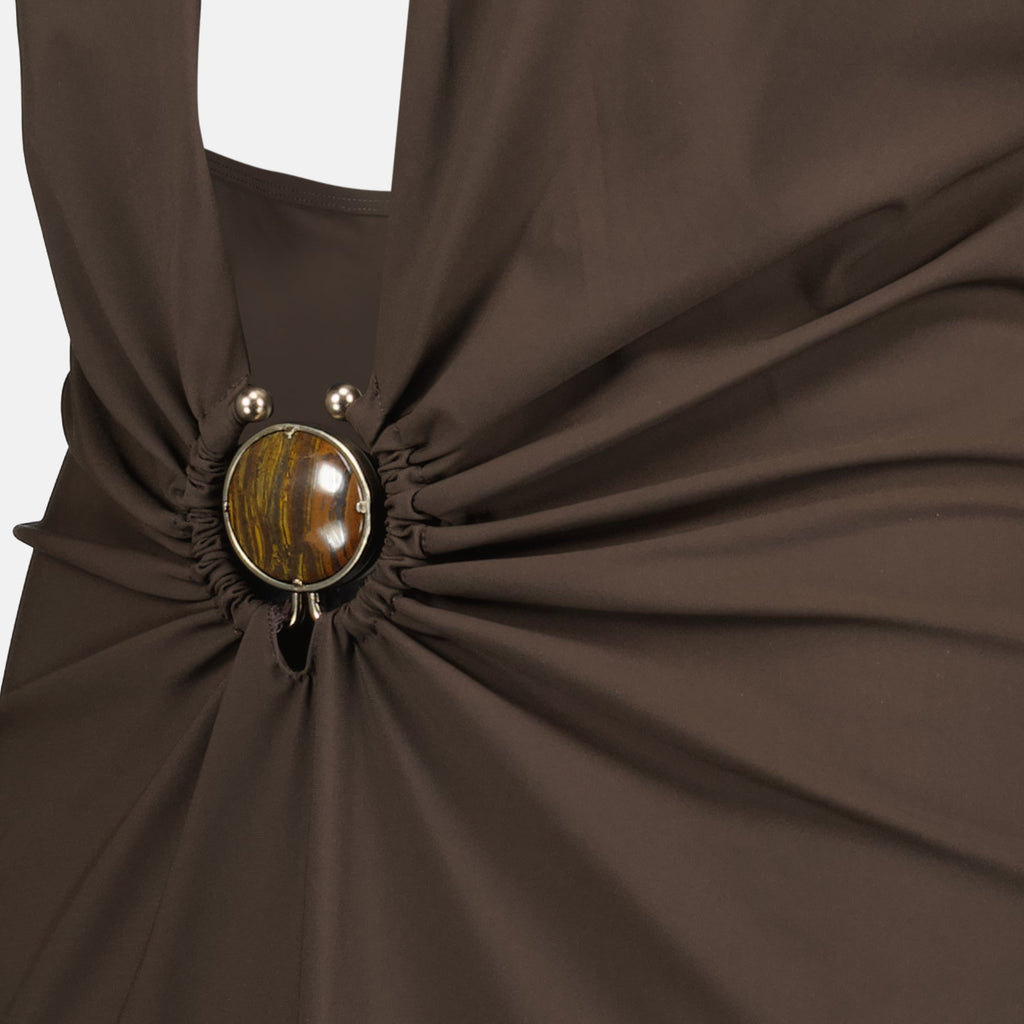 Image of Long Brown Beach Dress by Christopher Esber for Women - Season Spring-Summer 2026 - Detail View 2