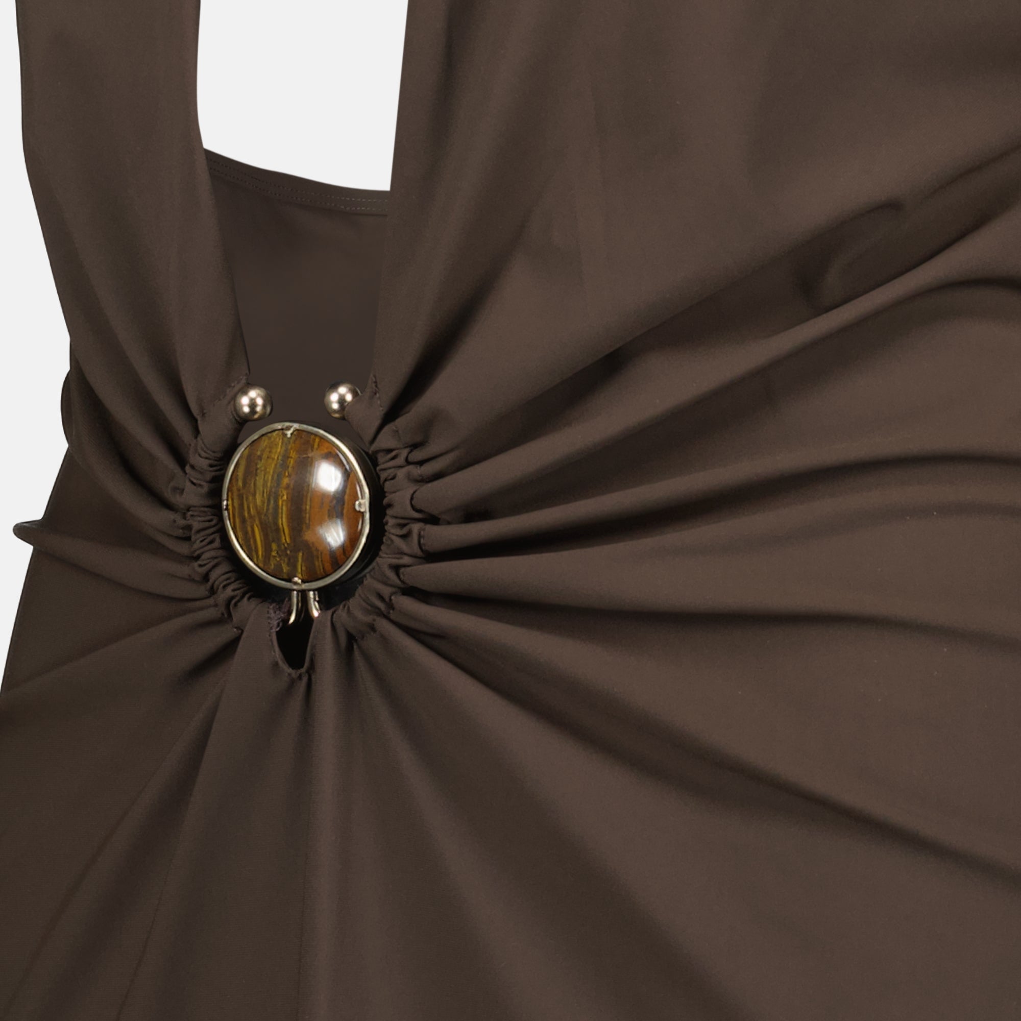 Image of Long Brown Beach Dress by Christopher Esber for Women - Season Spring-Summer 2026 - Detail View 2