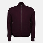 Immagine del cardigan in lana e cashmere bordeaux di Moncler per uomini - Stagione Autunno-Inverno 2025 - Vista frontale