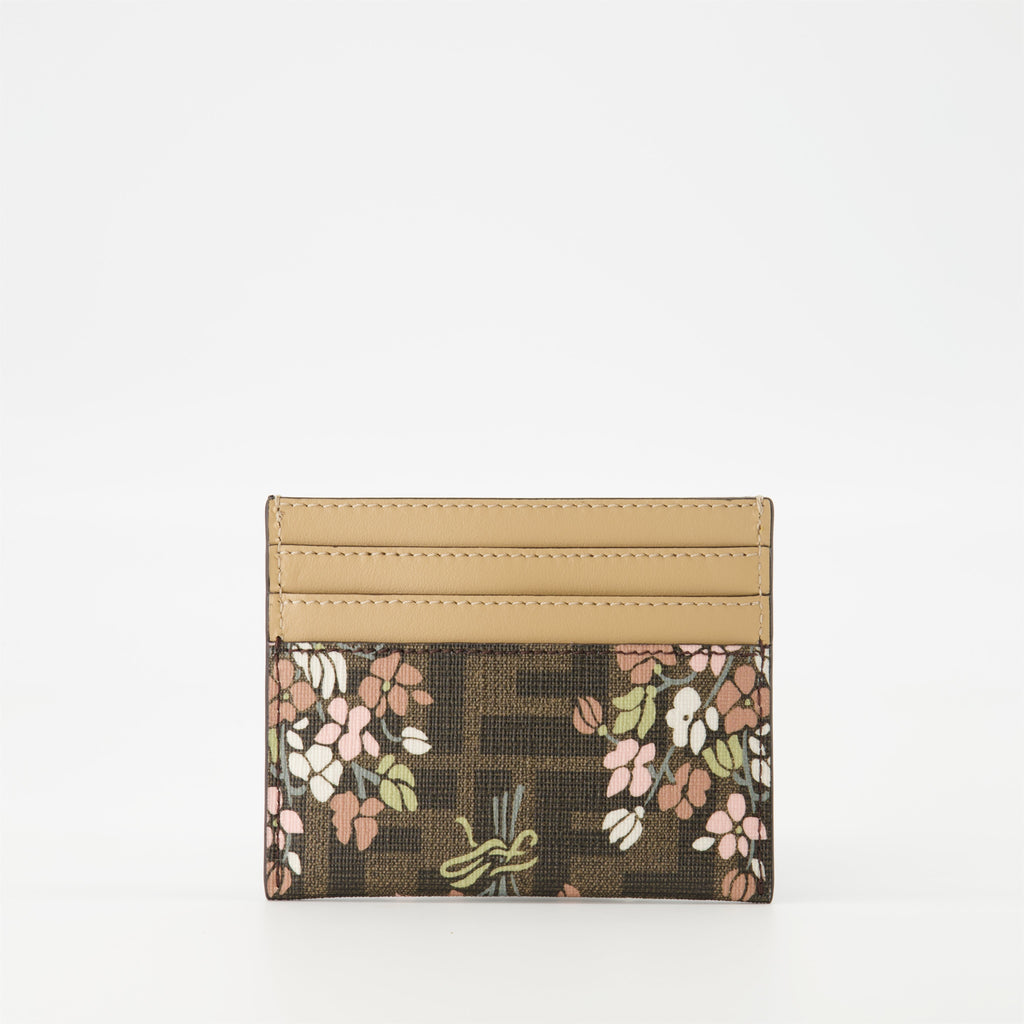 Fendi card holder, Roma Flower Bouquet, leather accessories, designer card holder, luxury fashion
