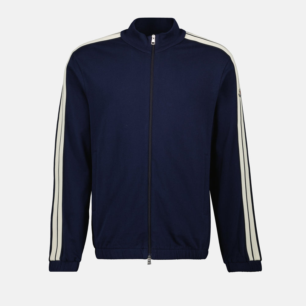 Image of Zipped Navy Jacket by Moncler for Men - Season Spring-Summer 2025 - Front View