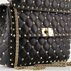 Rockstud Spike bag, Valentino accessories, black leather bag, elegant handbag, quilted design