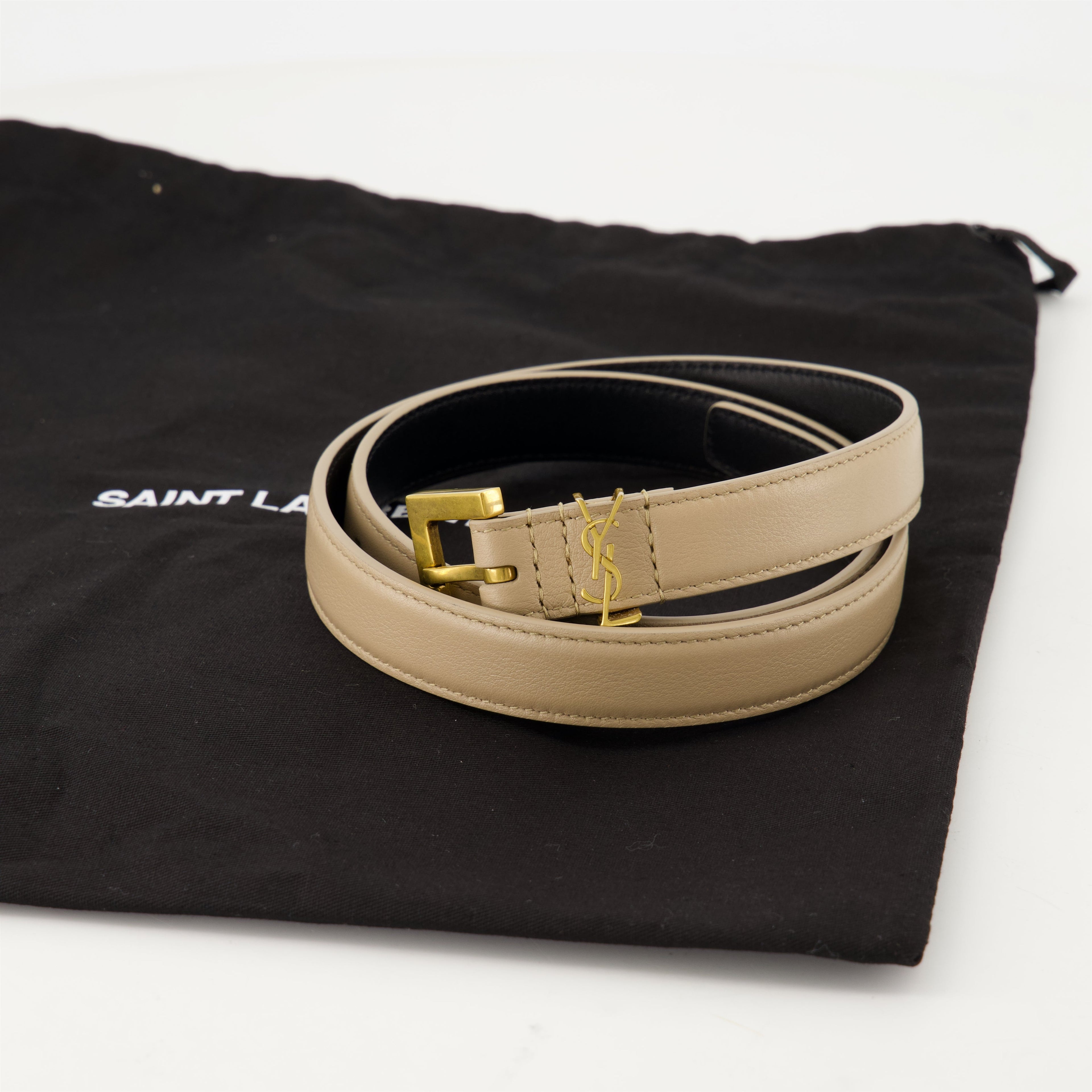 leather belt, luxury accessories, Saint Laurent belt, adjustable belt, modern design