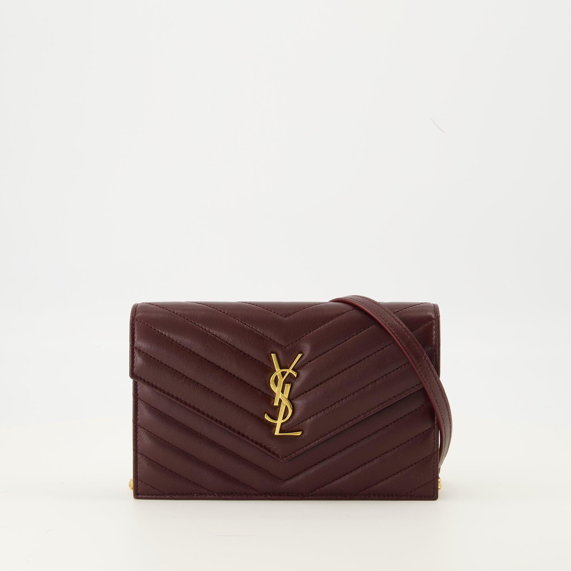 Saint Laurent, bordeaux wallet, envelope wallet, chain wallet, luxury accessories