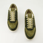green sneakers, leather sneakers, suede accents, luxury shoes, rubber outsole