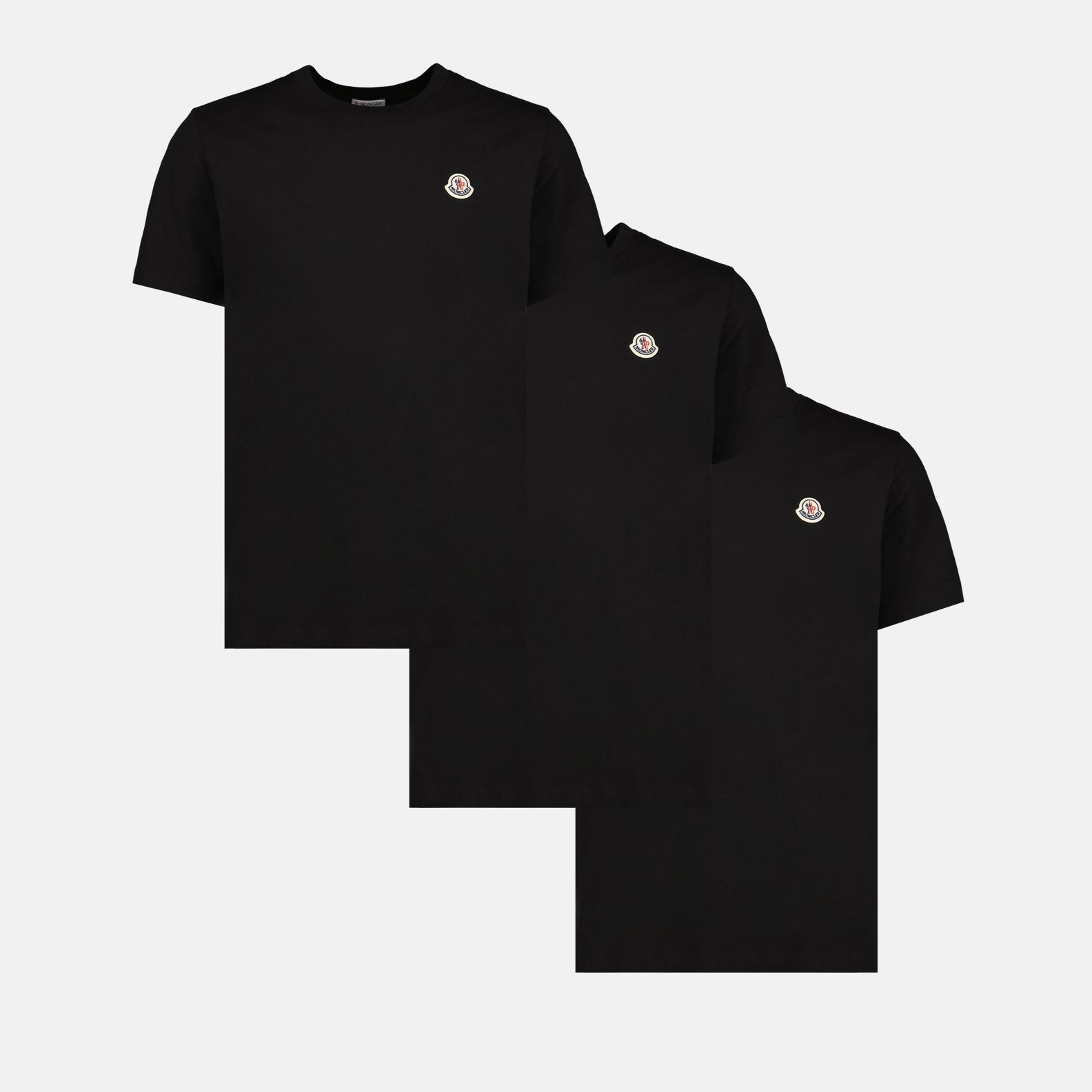 Moncler t-shirt set, black tees, stylish cotton shirts, classic round neck, Moncler logo