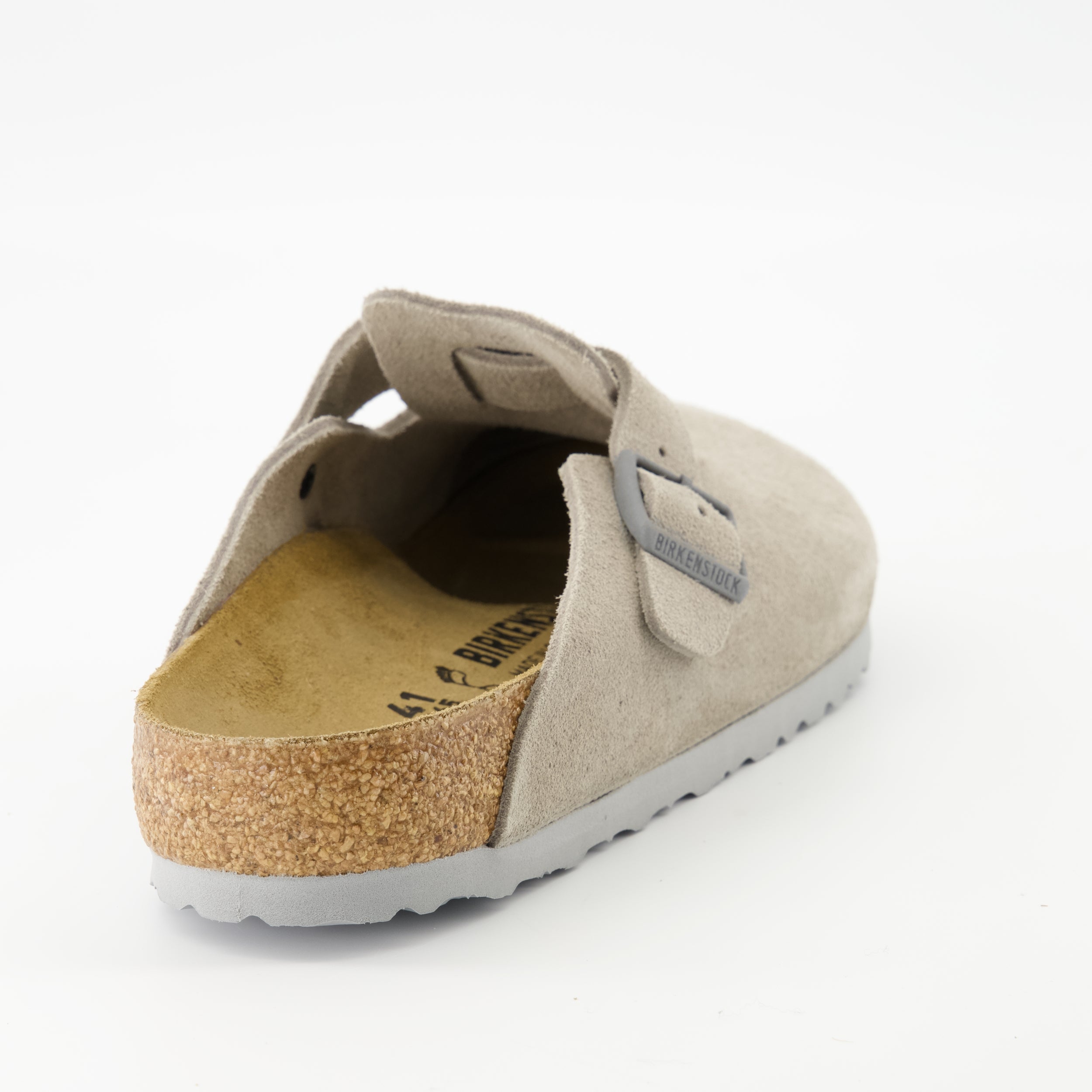 Boston Mules, Birkenstock, gray mules, comfortable footwear, nubuck leather