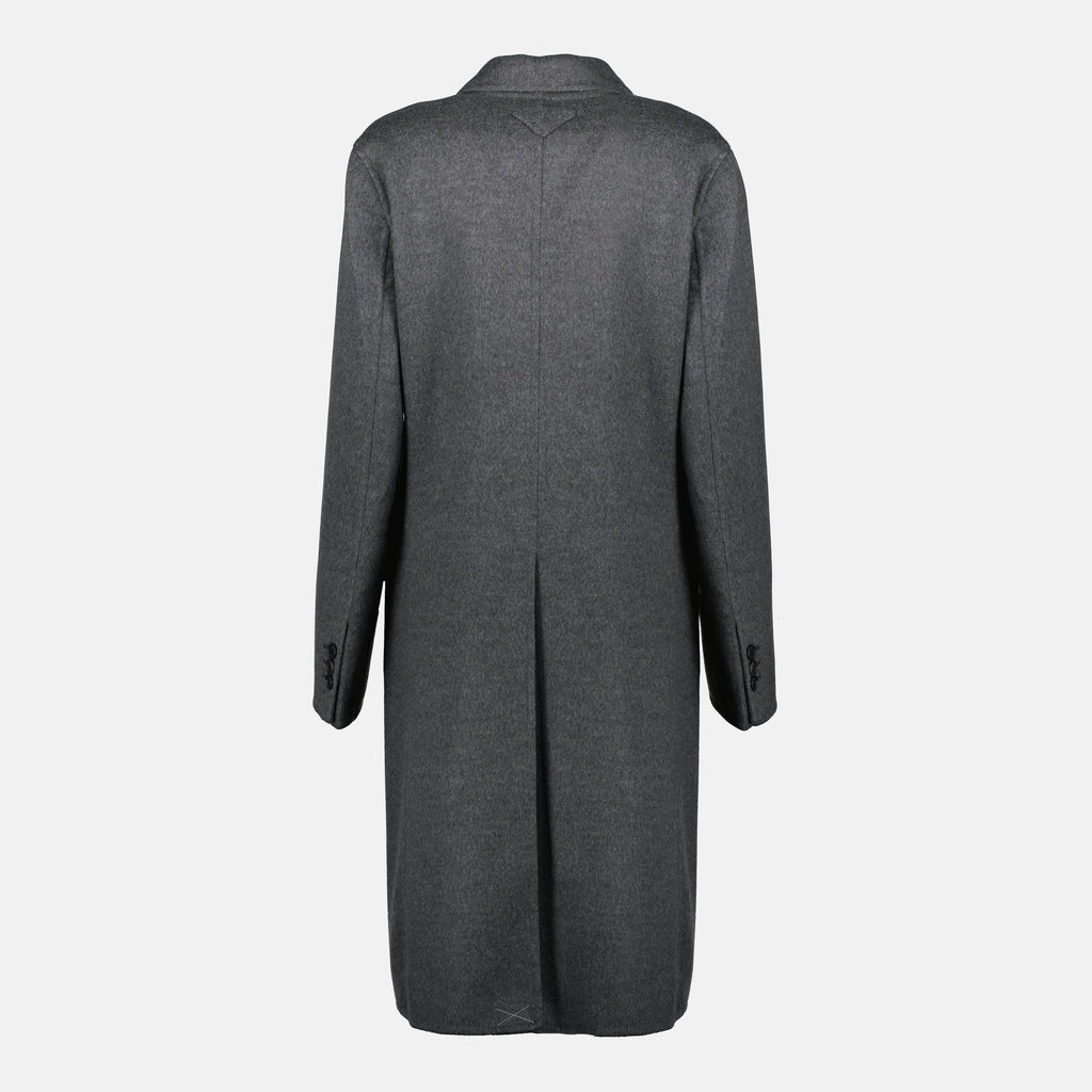 Prada coat, grey wool coat, long coat, Prada collection, Fall-Winter fashion
