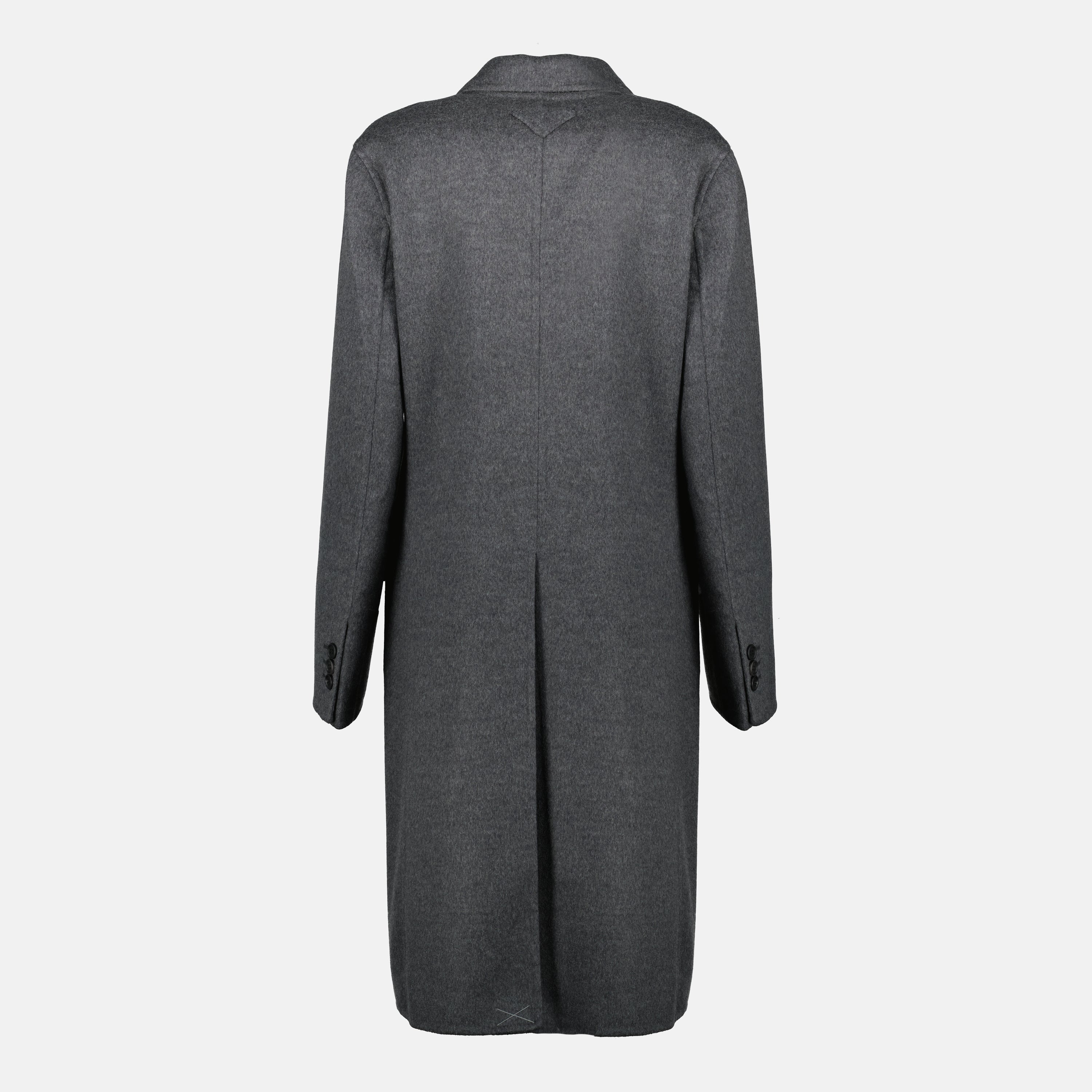 Prada coat, grey wool coat, long coat, Prada collection, Fall-Winter fashion
