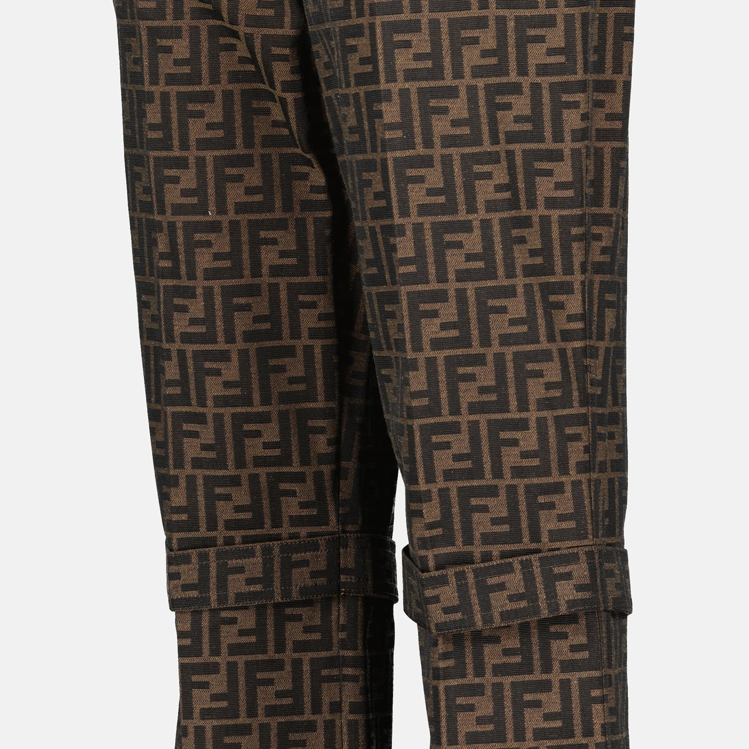 Fendi FF print, brown pants, designer clothing, luxury pants, Autumn-Winter fashion