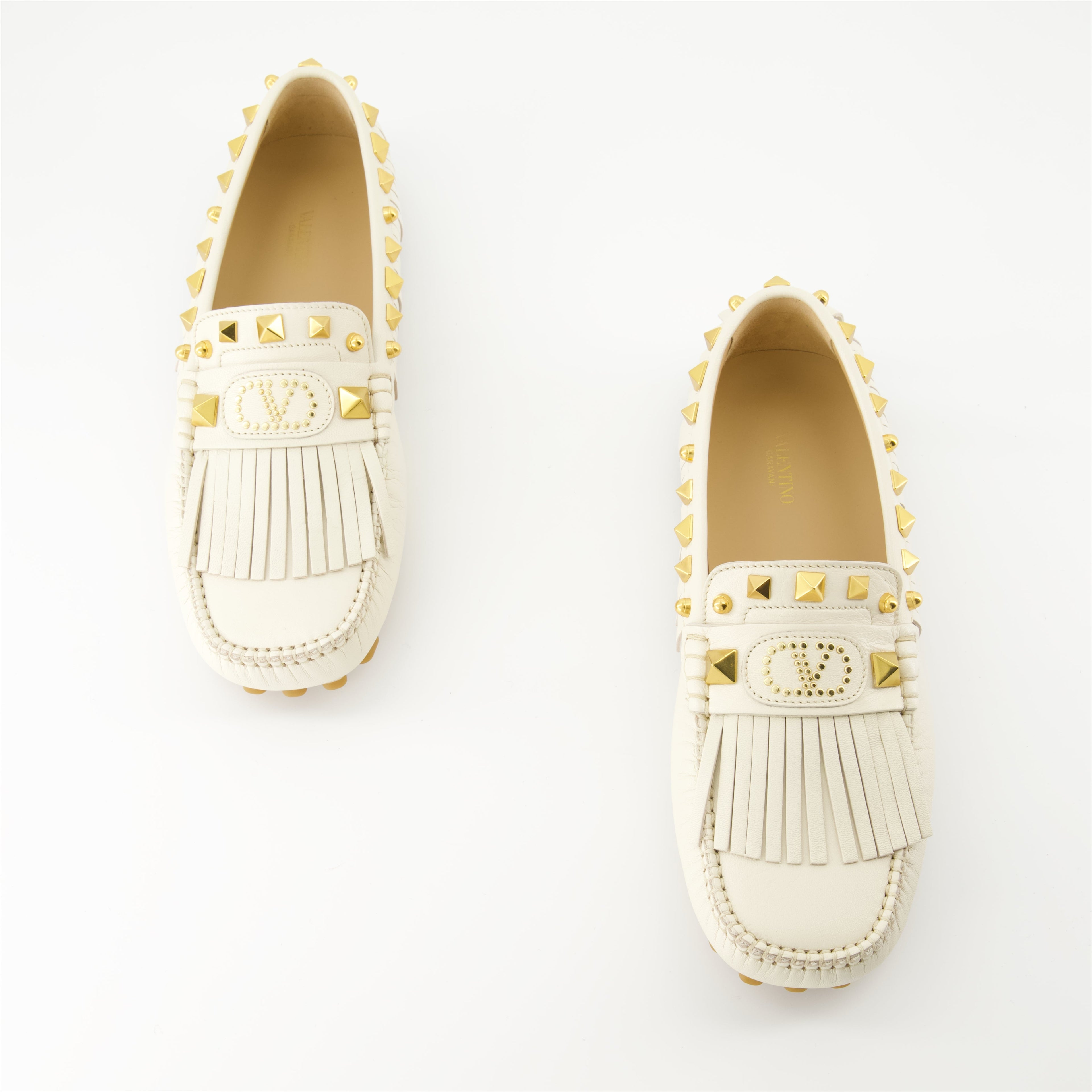 moccasins, Valentino, white leather shoes, designer footwear, VLogo Signature