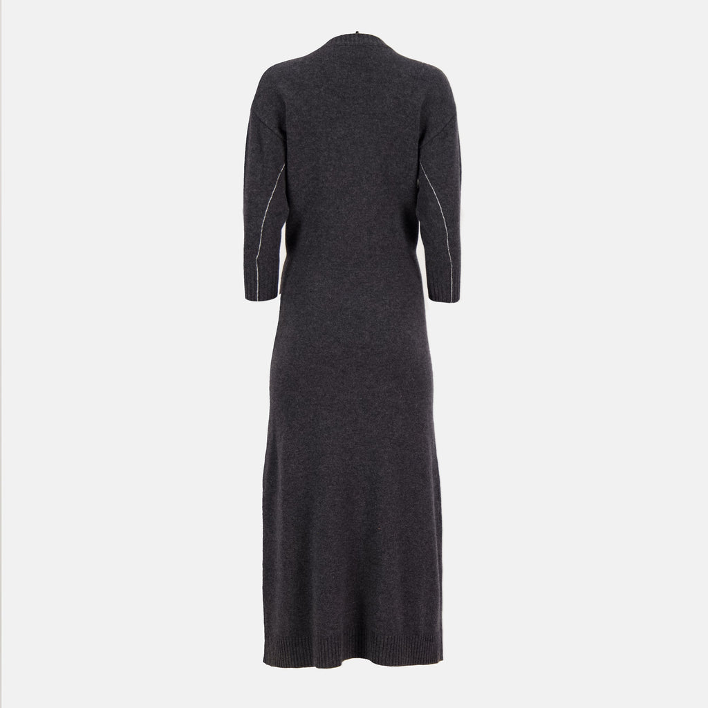 Rabanne dress, wool dress, grey long dress, autumn winter fashion, casual elegance