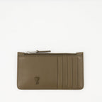 Image of Brown Zippered Cardholder by Ami PARIS for Unisex - Season Autumn-Winter 2025 - Front View