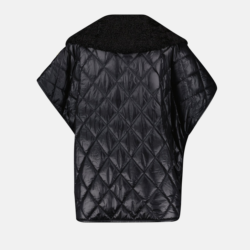 Quilted cape, Oversize fit, Black cape, Fall winter collection, Moncler cape