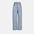 Light Blue Zebra Print Wide-Leg Jeans