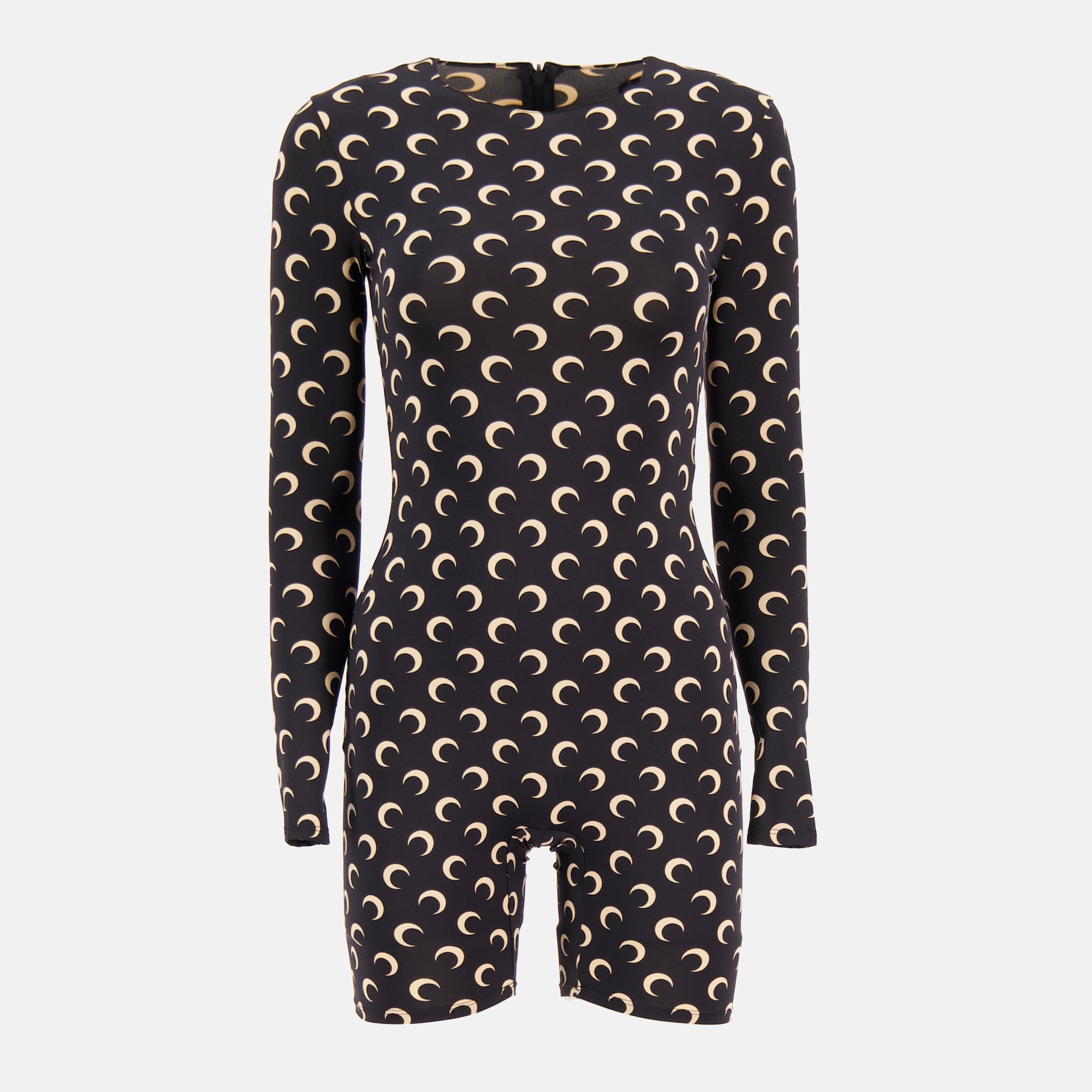 Marine Serre jumpsuit, Moon print clothing, short jumpsuit, polyamide outfit, autumn/winter fashion