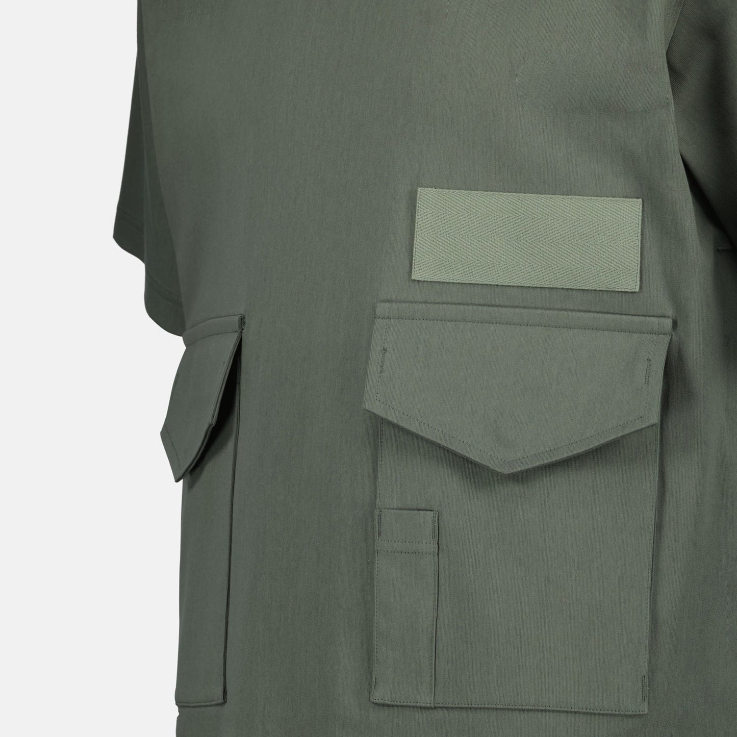 Sacai Green Pocket T-shirt, luxury T-shirt, cotton jersey T-shirt, Autumn-Winter 2024, designer T-shirt