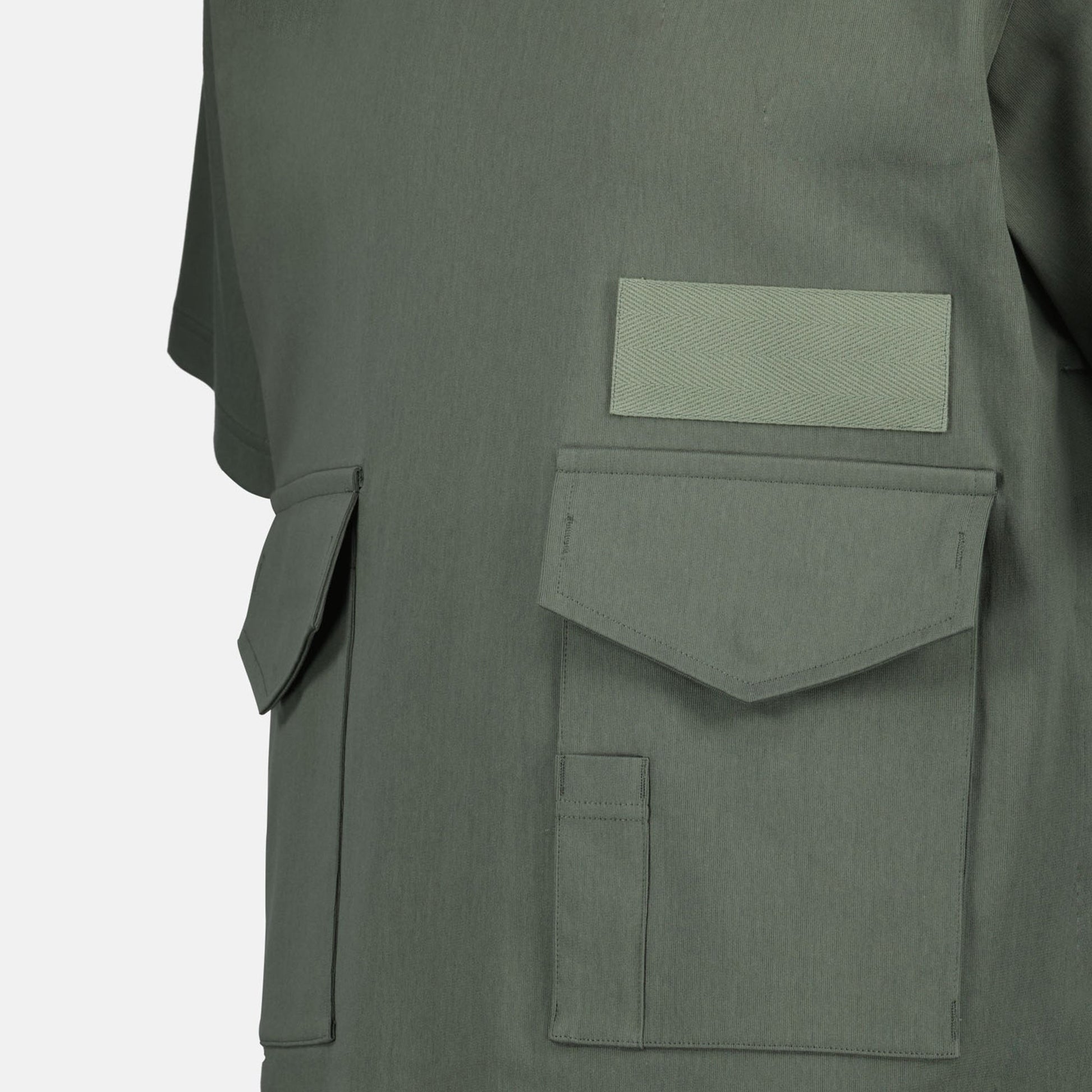 Sacai Green Pocket T-shirt, luxury T-shirt, cotton jersey T-shirt, Autumn-Winter 2024, designer T-shirt