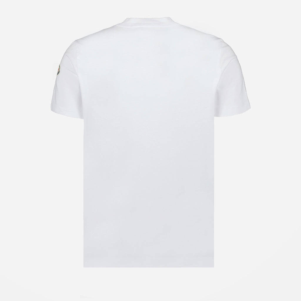 Moncler T-shirt, Logo T-shirt, White cotton T-shirt, Round neck T-shirt, Short sleeve T-shirt
