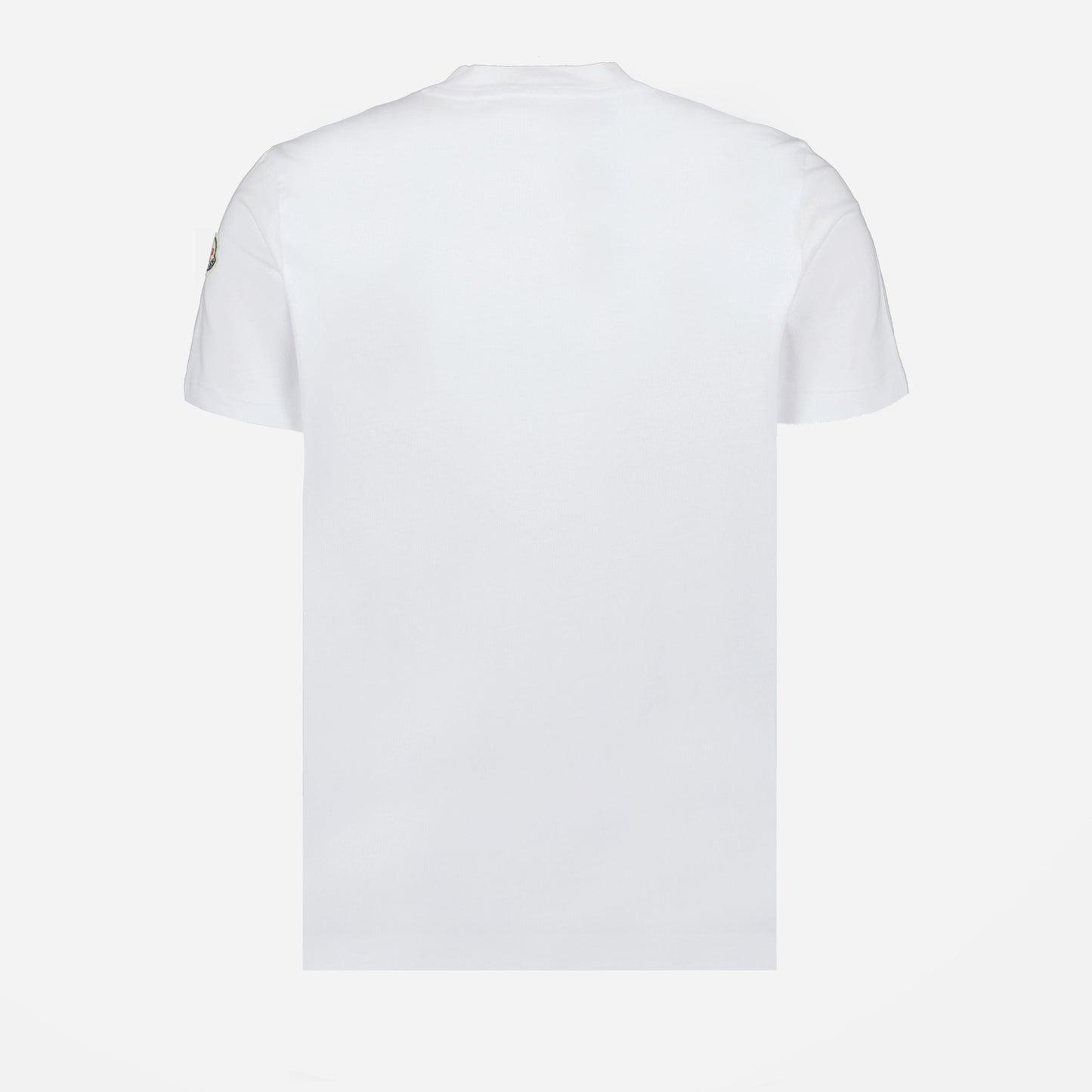 Moncler T-shirt, white logo T-shirt, cotton crew neck, Autumn-Winter 2024, Moncler felt logo