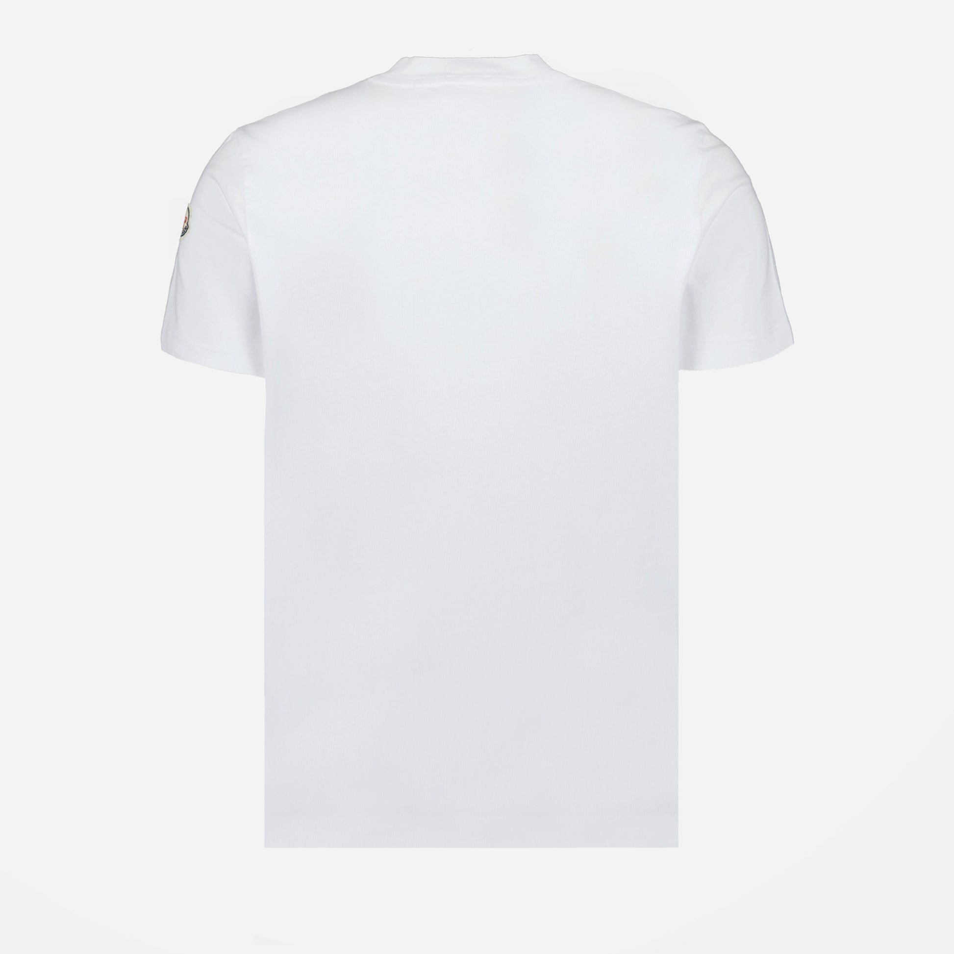 Moncler T-shirt, white logo T-shirt, cotton crew neck, Autumn-Winter 2024, Moncler felt logo