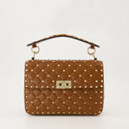 Rockstud Spike bag, Valentino Garavani, brown leather bag, quilted leather handbag, luxury designer bag