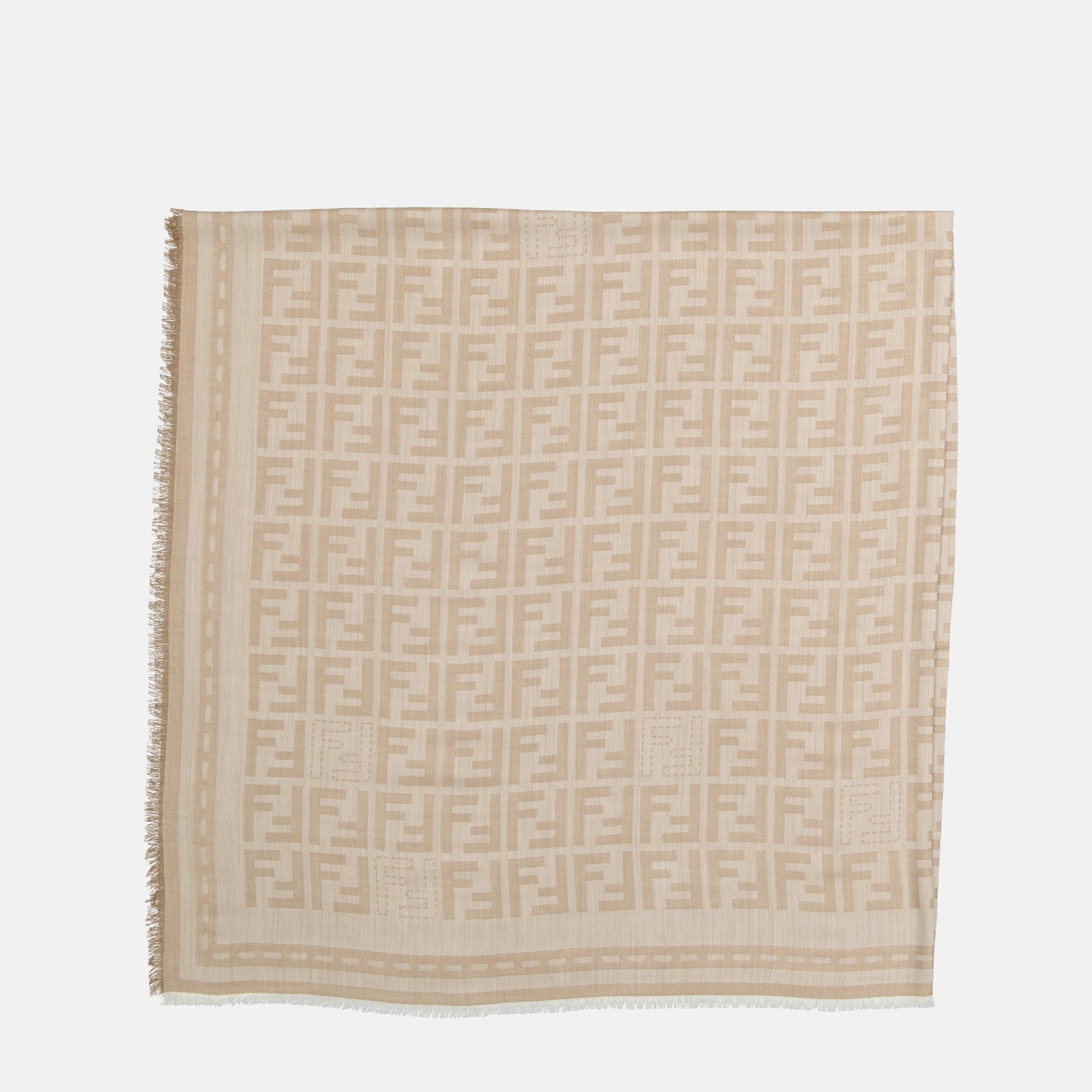 Fendi shawl, beige shawl, wool shawl, FF logo shawl, Spring-Summer 2025 collection