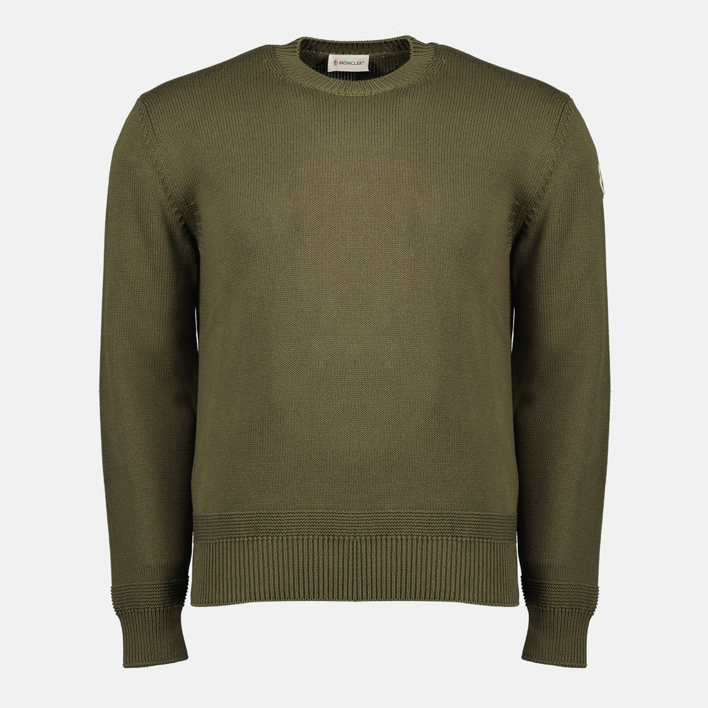 Image of Kaki Knit Pullover by Moncler for Men - Season Spring-Summer 2026 - Front View