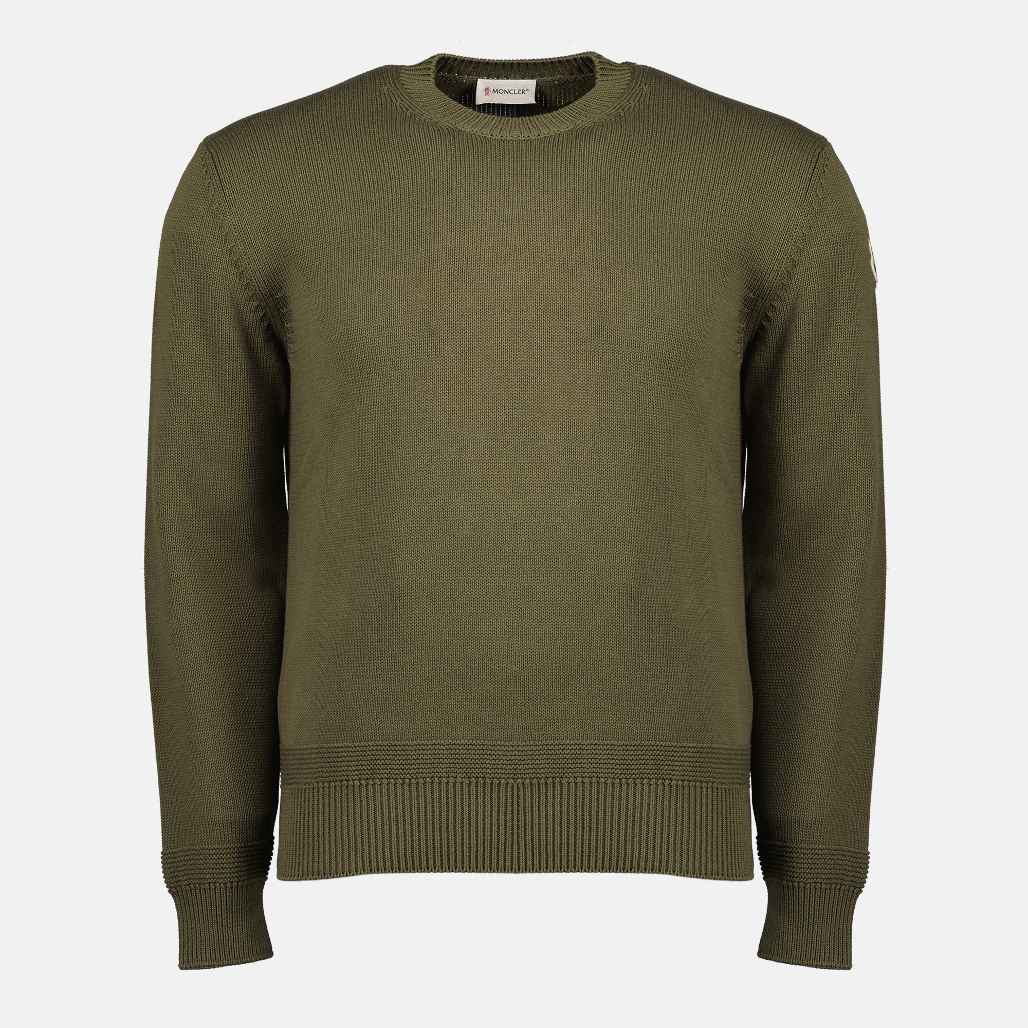 Image of Kaki Knit Pullover by Moncler for Men - Season Spring-Summer 2026 - Front View