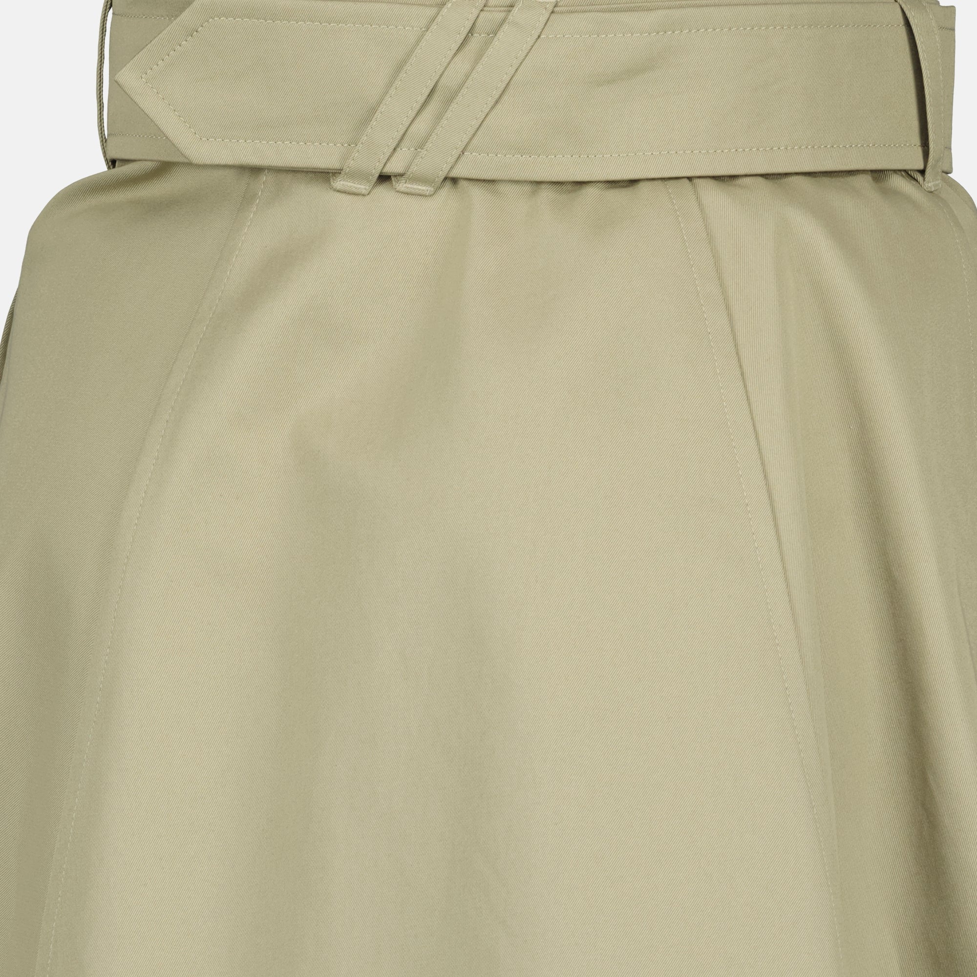 trench mini skirt, Burberry fashion, cotton gabardine skirt, beige skirt, adjustable waist skirt