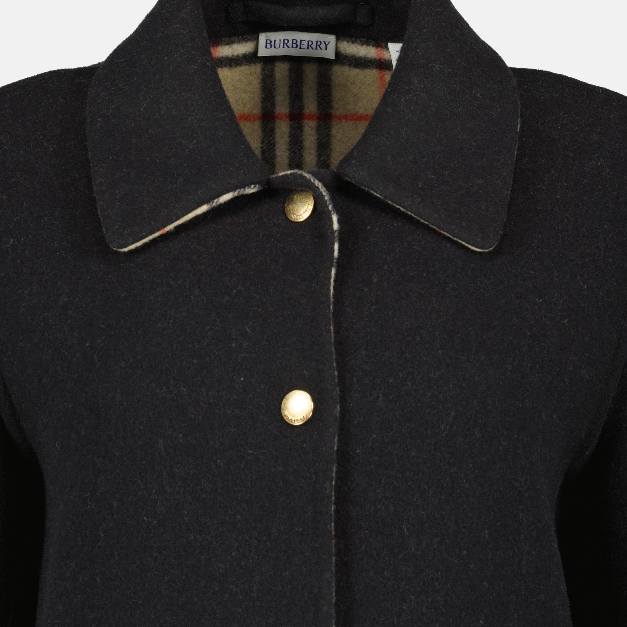 Burberry gray wool jacket, Autumn-Winter jacket, classic collar jacket, high-quality wool outerwear, Burberry Check design