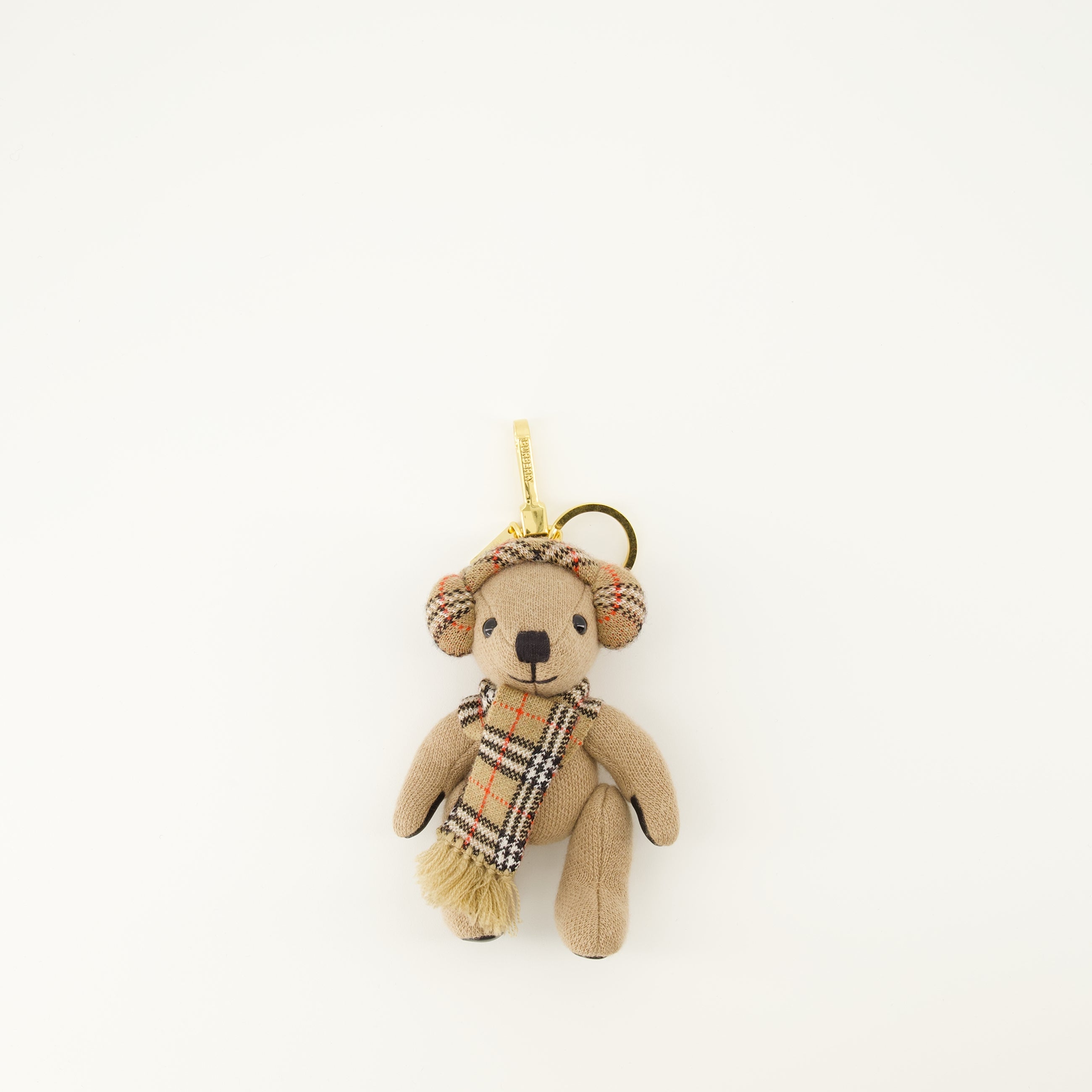Burberry keychain, Thomas Bear accessory, wool cashmere keychain, beige keychain, designer keychain