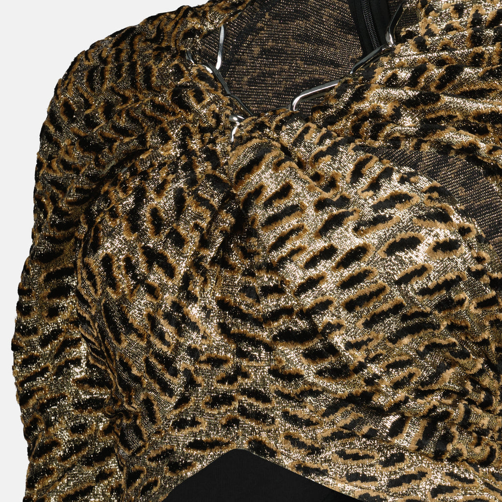 leopard print top, lurex top, Rabanne top, long sleeve top, women’s fashion