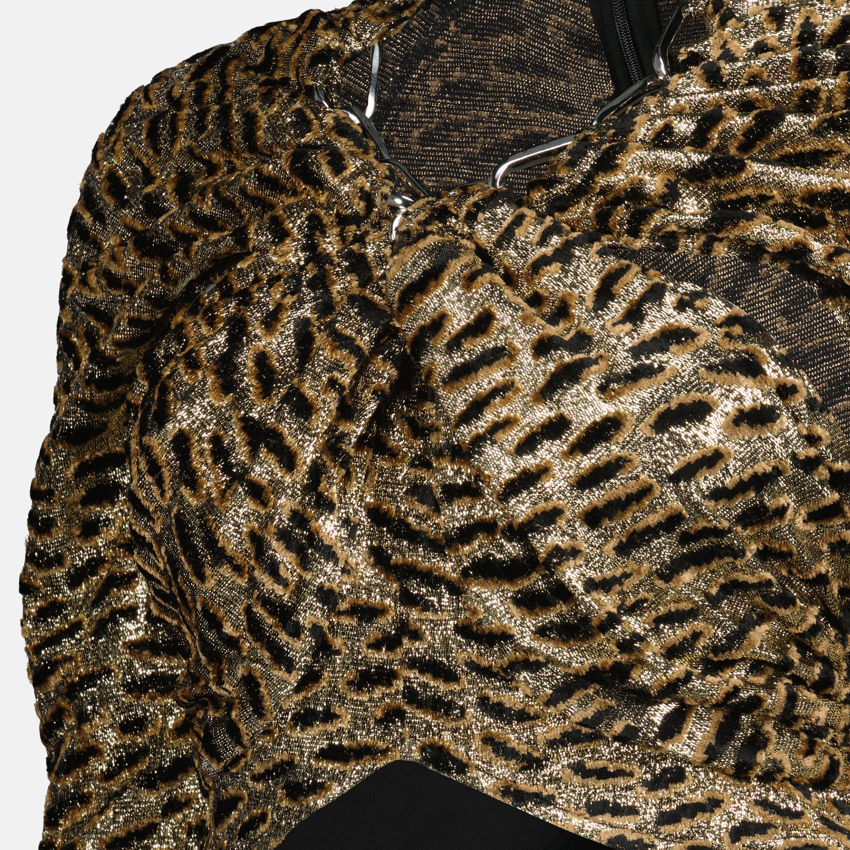 leopard print top, lurex top, Rabanne top, long sleeve top, women’s fashion