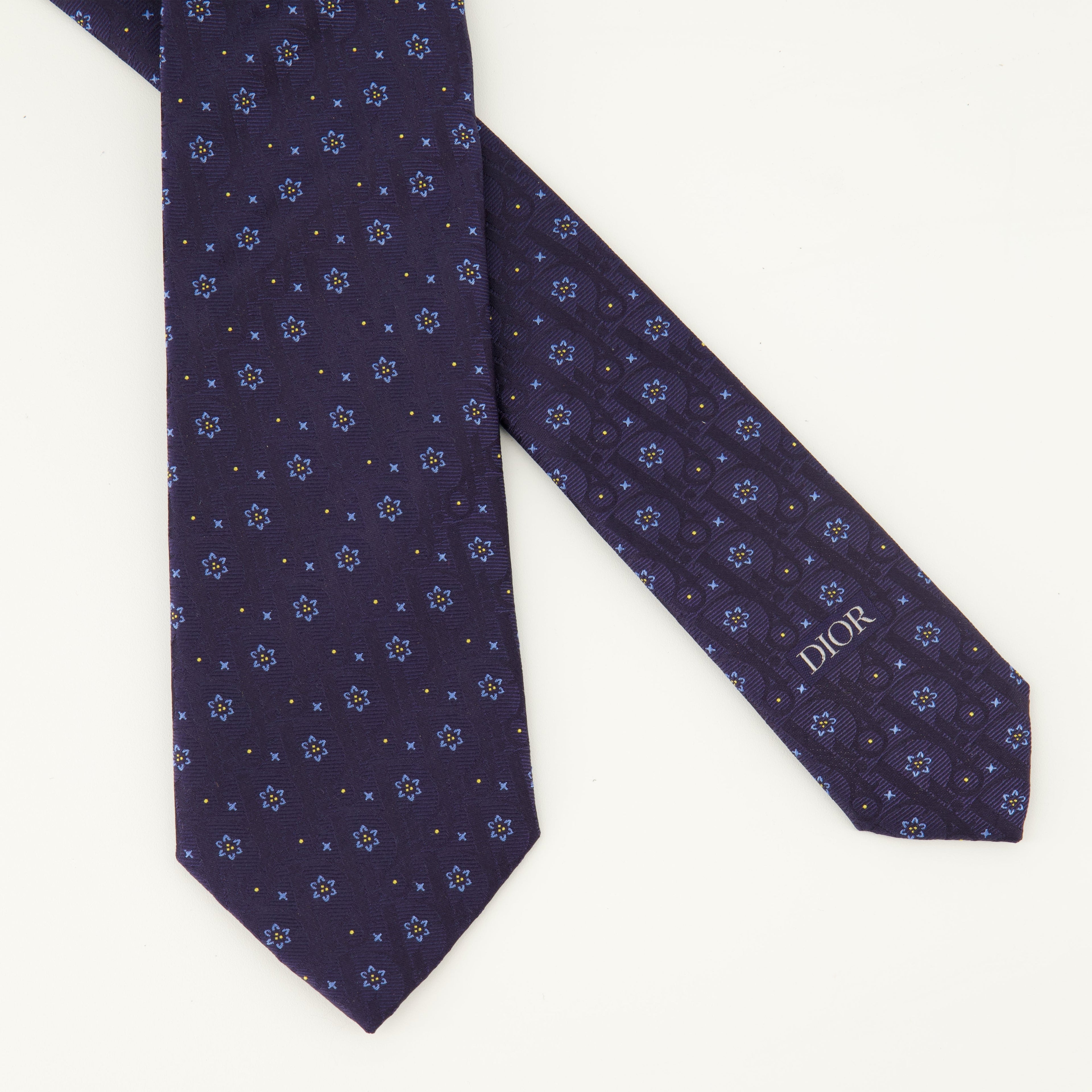 Dior tie, Oblique Revival tie, navy silk tie, designer accessories, luxury ties