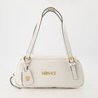 White leather bag, Bowling bag, Versace accessories, Medusa finish, Spring-Summer collection