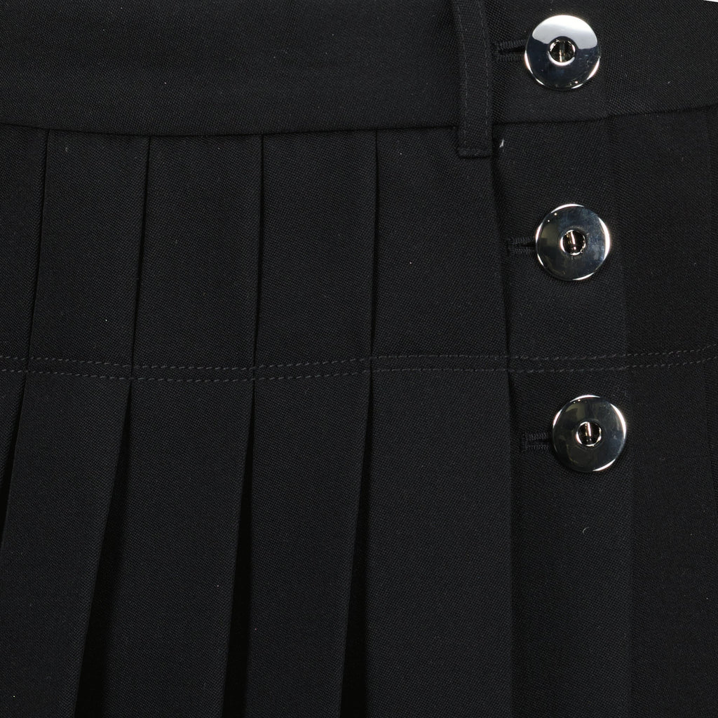 black mini skirt, Rabanne skirt, pleated wool skirt, women's fashion, spring summer wardrobe