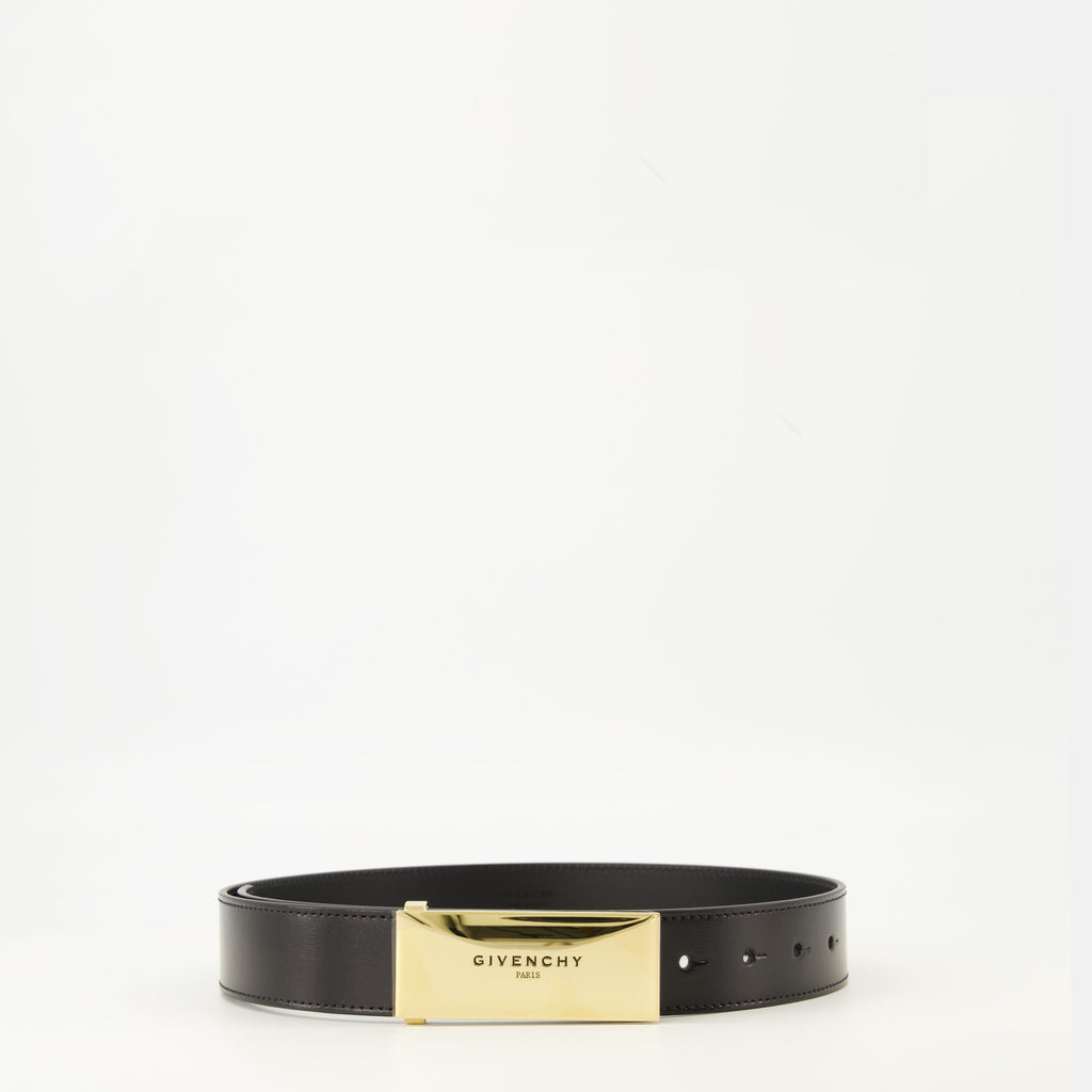 Givenchy belt, leather belt, adjustable belt, gold metal buckle, designer accessories