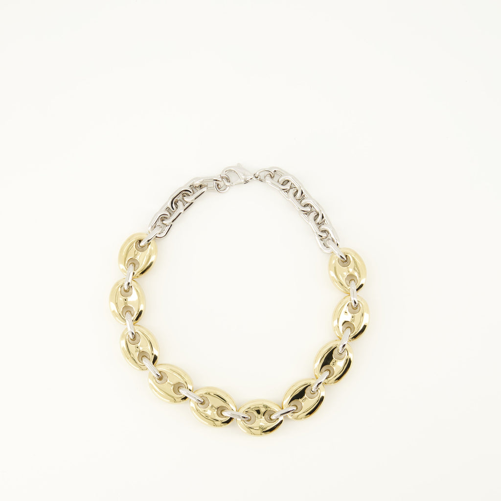 multi-strand necklace, gold and silver jewelry, Rabanne accessories, brass necklace, adjustable jewelry