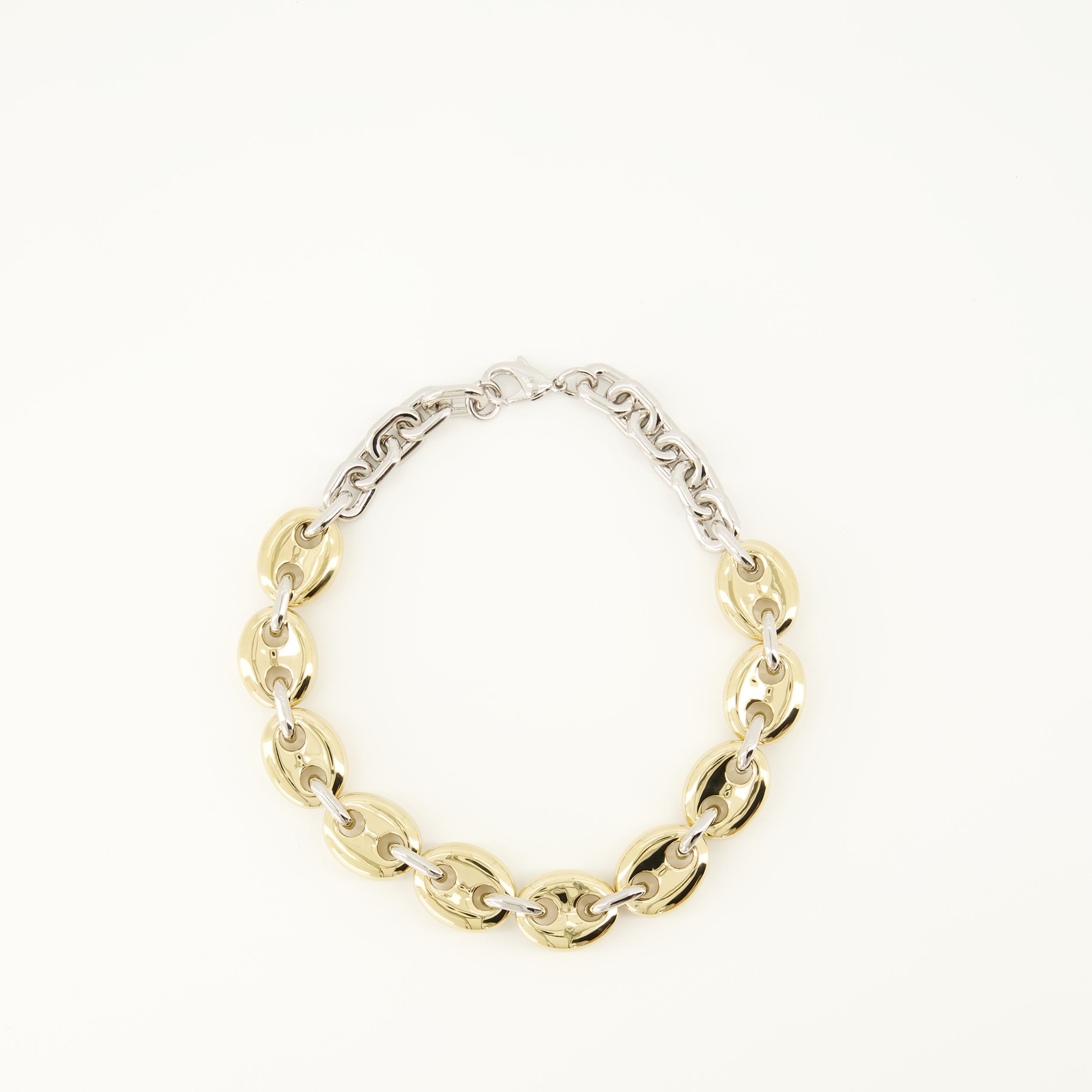 multi-strand necklace, gold and silver jewelry, Rabanne accessories, brass necklace, adjustable jewelry