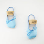 mules, MM6, viscose shoes, blue footwear, elegant sandals