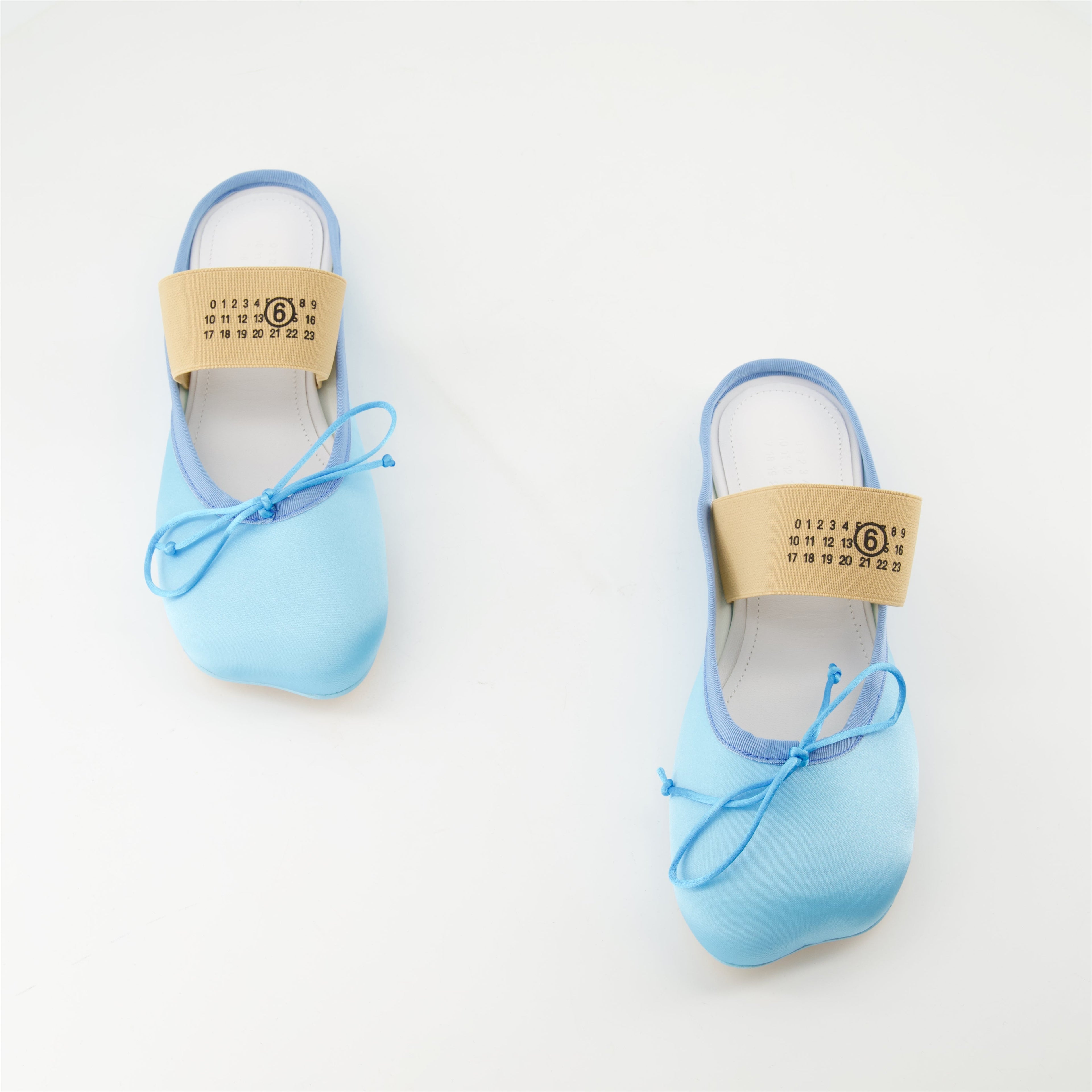 mules, MM6, viscose shoes, blue footwear, elegant sandals