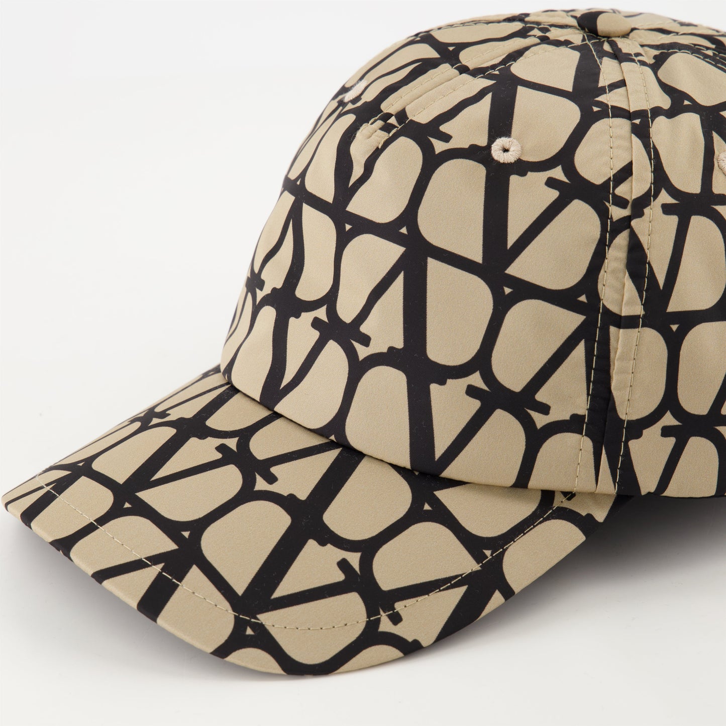 Beige cap, Iconographe, nylon cap, eyelets design, printed logo