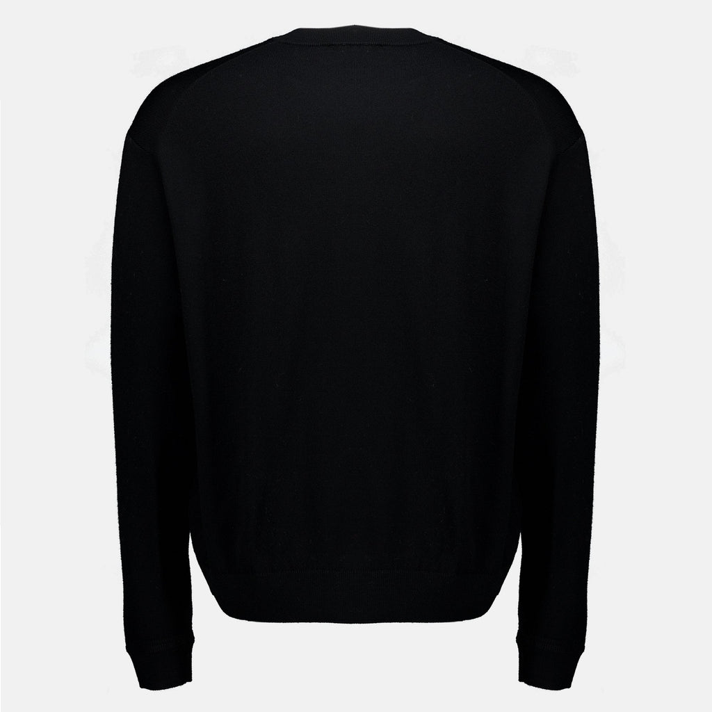 Pull en Laine Noir à Col Rond - Maison Kitsuné