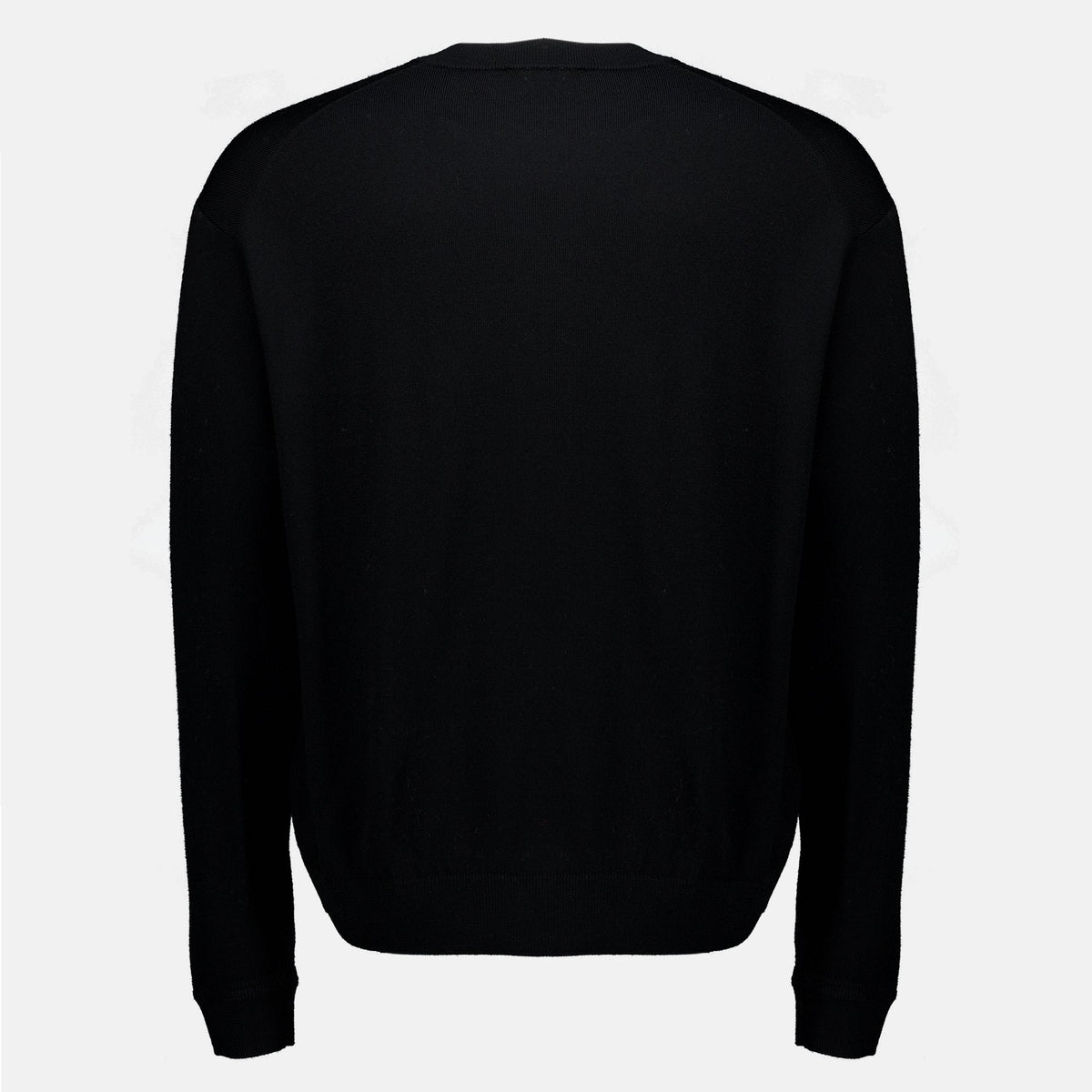 Pull en Laine Noir à Col Rond - Maison Kitsuné