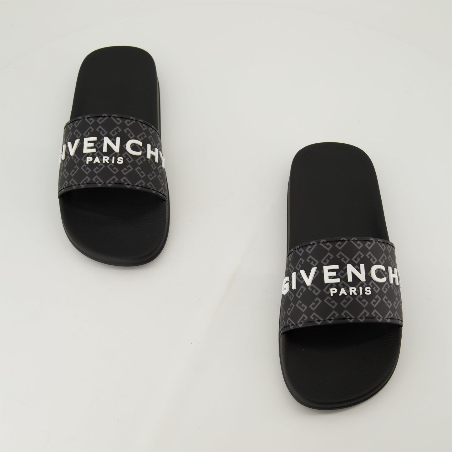 Black Slide Sandals, Rubber Slides, Open-Toed Sandals, Molded Sole Comfort, Contemporary Footwear