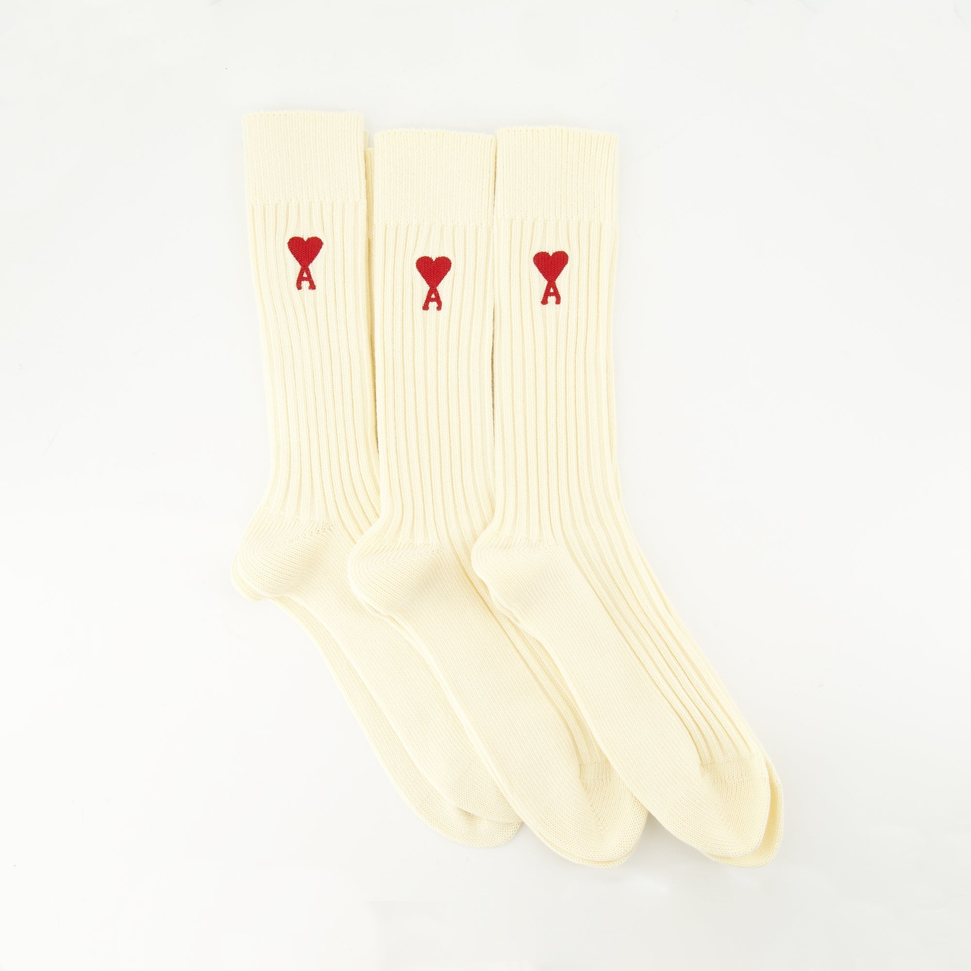 Ami socks, beige socks, heart logo socks, cotton socks, unisex socks